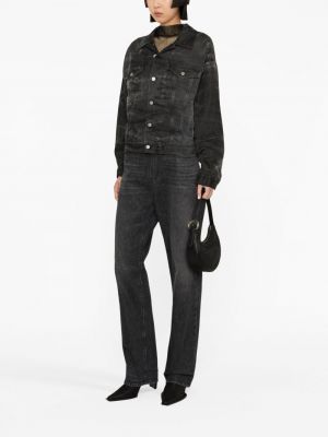 Džínová bunda s oděrkami Mm6 Maison Margiela černá
