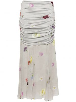 Svilena suknja s cvjetnim printom s printom Bimba Y Lola siva