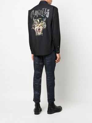 Hemd aus baumwoll mit print Roberto Cavalli schwarz