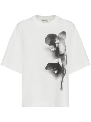 T-shirt en coton à imprimé Alexander Mcqueen blanc