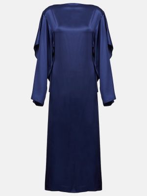 Атласное платье миди с драпировкой Mm6 Maison Margiela синее