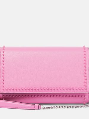 Leder clutch mit spikes Christian Louboutin pink
