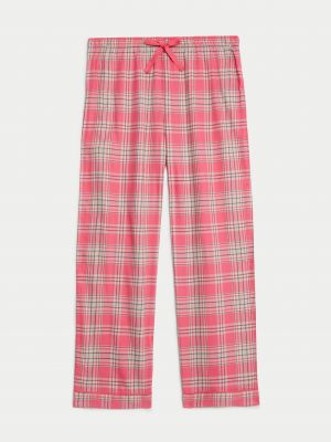 Kostkované kalhoty Marks & Spencer růžové