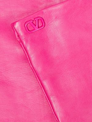 Rękawiczki skórzane Valentino Garavani różowe