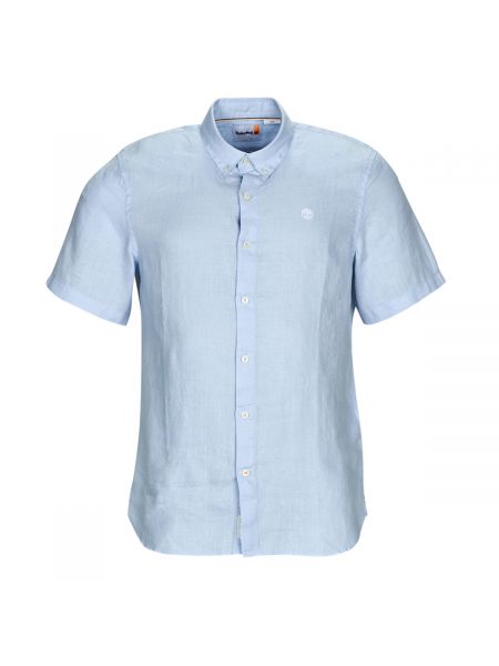 Lniana koszula slim fit z krótkim rękawem Timberland niebieska