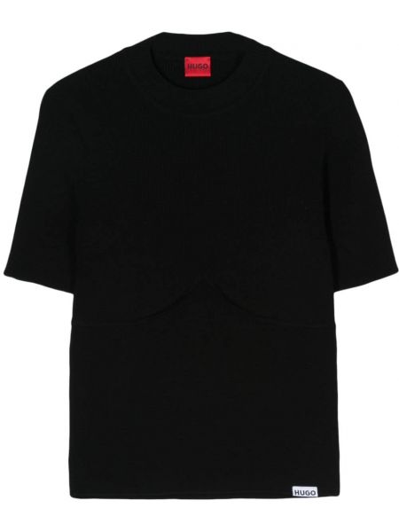 Плетена тениска Hugo черно