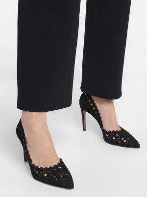Pantofi cu toc din piele de căprioară Alaã¯a negru
