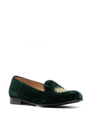 Sametist velvetist tikitud loafer-kingad Scarosso roheline