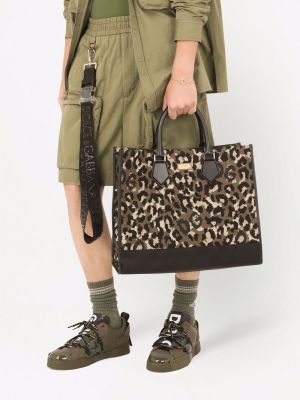 Shopper handtasche mit print mit leopardenmuster Dolce & Gabbana schwarz