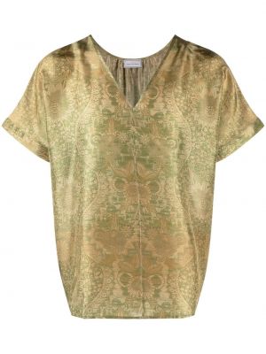 Жакардова копринена риза Pierre-louis Mascia зелено