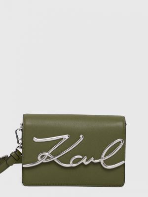 Torba na ramię skórzana Karl Lagerfeld zielona