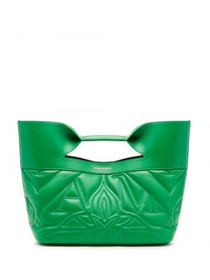 Zelená kožená shopper kabelka s mašlí Alexander Mcqueen