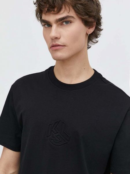 Бавовняна футболка з аплікацією Karl Lagerfeld Jeans чорна