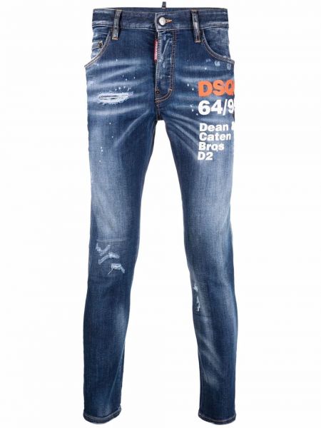 Trykt skinny jeans Dsquared2 blå