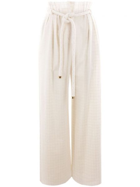 Kostkované rovné kalhoty Loro Piana bílé