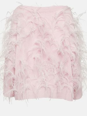 Jersey de lana con plumas de tela jersey Valentino rosa