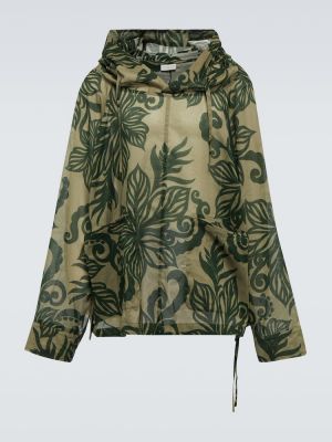 Chemise en coton à capuche à imprimé Dries Van Noten vert