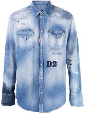 Nødlidende dongeriskjorte Dsquared2 blå