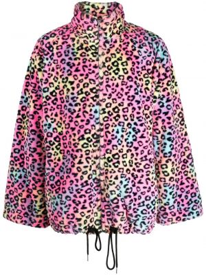 Leopardí bunda s potiskem se stojáčkem Natasha Zinko růžová