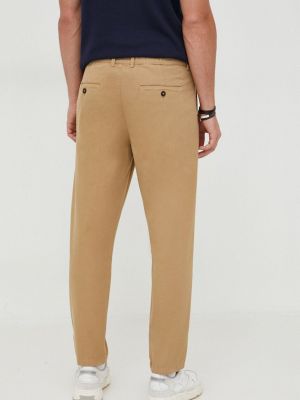 Jednobarevné bavlněné kalhoty United Colors Of Benetton béžové