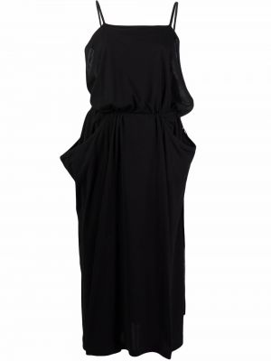 Bavlněné šaty s rozparkem Yohji Yamamoto Pre-owned - černá