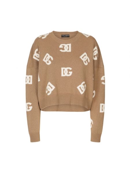 Sweter z dżerseju Dolce And Gabbana brązowy