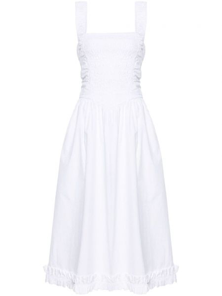 Páskové šaty Ganni bílé