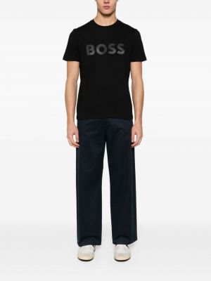 T-shirt en coton à imprimé Boss noir