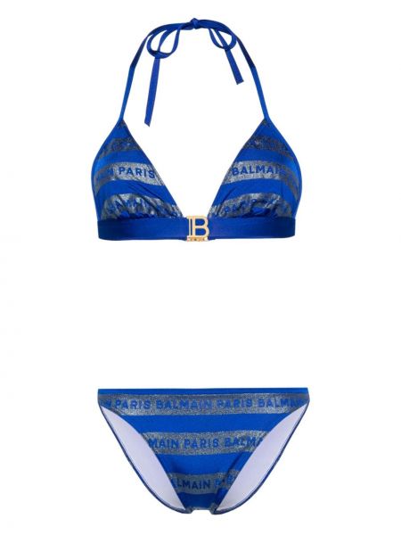 Bikini à imprimé Balmain bleu