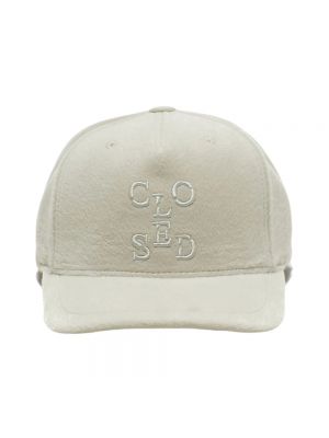 Aksamitna haftowana czapka z daszkiem Closed beżowa