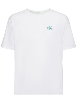 Bavlněné tričko s výšivkou Calvin Klein Underwear bílé