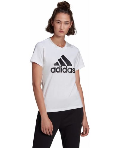 Camiseta con estampado de cuello redondo Adidas Sportswear blanco