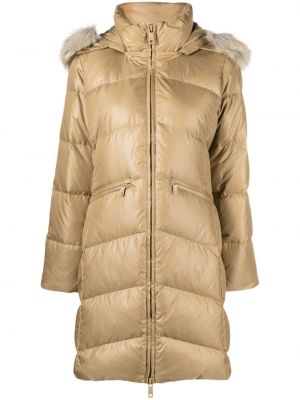 Пухено палто с пера Calvin Klein кафяво