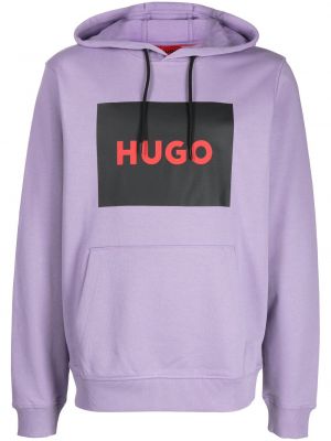 Hoodie en coton à imprimé Hugo violet