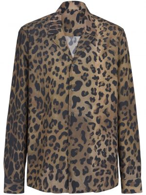 Leopardí košile s potiskem Balmain hnědá