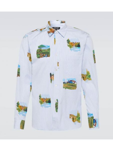 Ριγέ βαμβακερό πουκάμισο με σχέδιο Comme Des Garçons Homme Deux λευκό