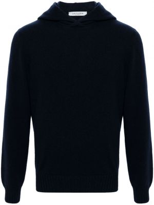 Кашмирен пуловер с качулка Fileria синьо