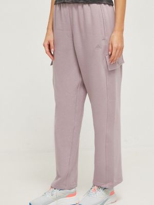 Pantaloni cargo din fleece cu croială lejeră Adidas violet