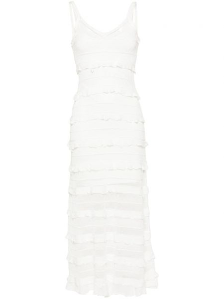 Μάξι φόρεμα με λαιμόκοψη v με δαντέλα Sandro λευκό