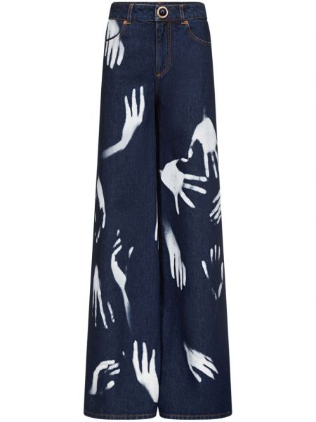 Relaxed fit flared jeans med print Area blå