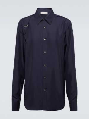 Šilkinė marškiniai Alexander Mcqueen mėlyna