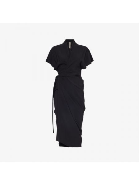 Платье миди слим с v-образным вырезом из крепа Rick Owens черное