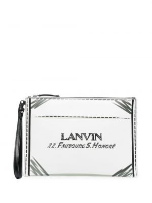 Trykt lær clutch Lanvin hvit