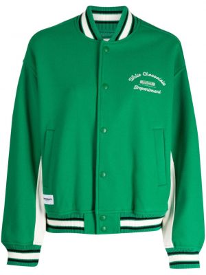 Giacca bomber a righe con stampa Chocoolate verde