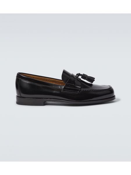 Skinn loafers Prada svart