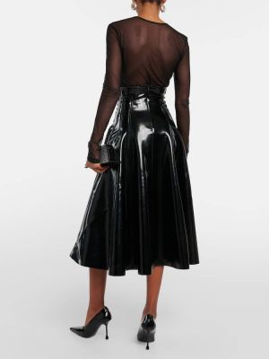 Lakované kožená sukně Norma Kamali černé