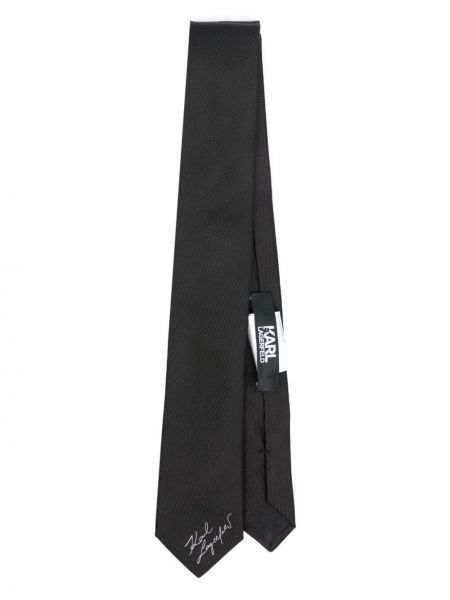 Hodvábna kravata s výšivkou Karl Lagerfeld čierna
