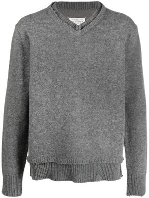 Пуловер с v-образно деколте Maison Margiela сиво