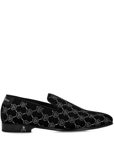 Velour loafers med rhinsten Philipp Plein sort