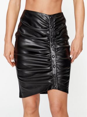 Slim fit kožená sukně z imitace kůže Karl Lagerfeld černé